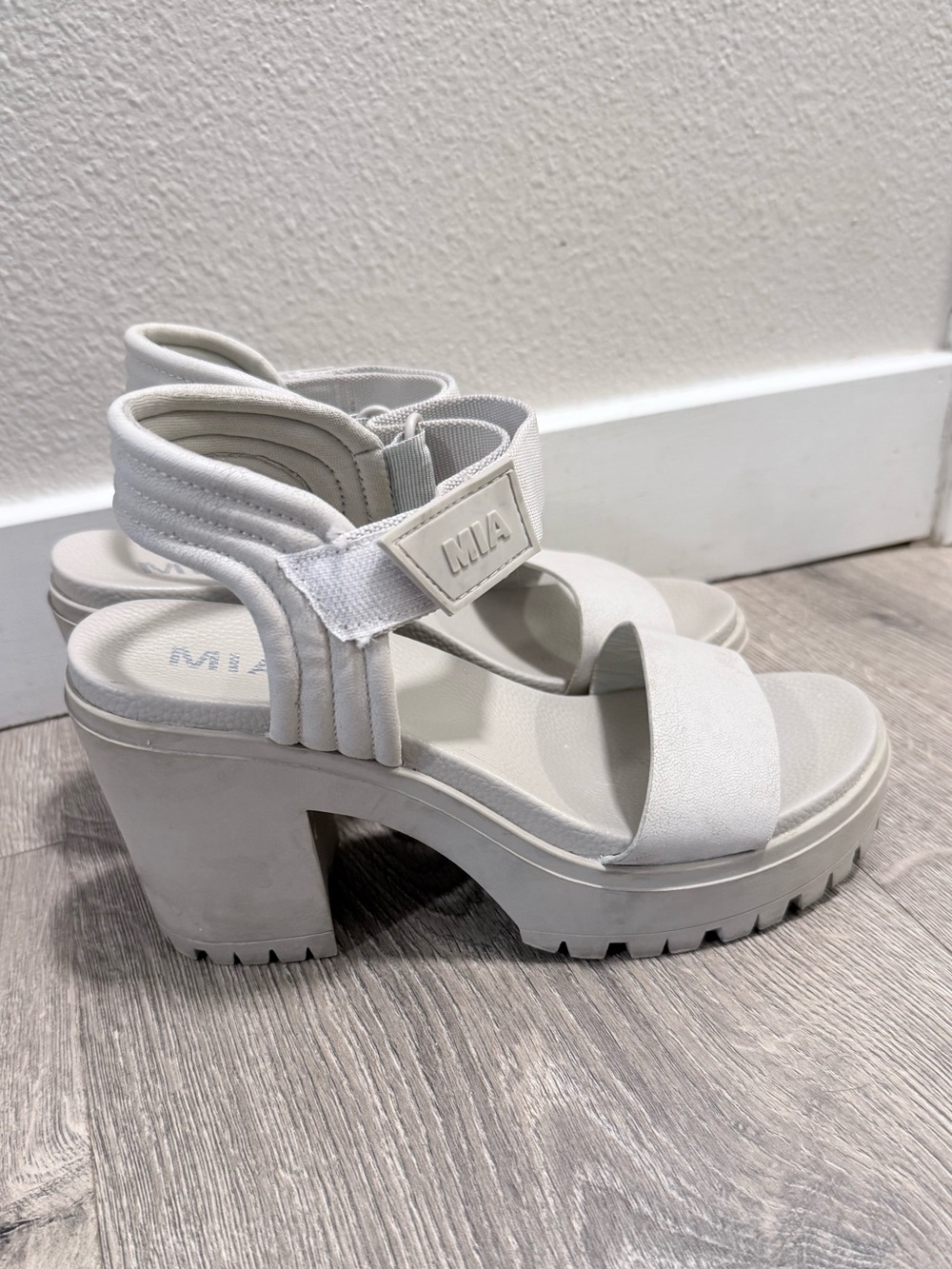 MIA Light Gray Chunky Platform Heel Sandal